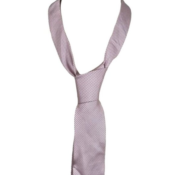 Hugo Boss Tie Silk Pink Argyle Polka Dot Neutral Career Modern Checks Minimalist - Picture 1 of 9